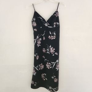 Vintage Sense Floral Midi Slip Dress Black Small